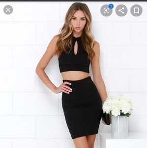 Lulu's two-piece bodycon black lace dress